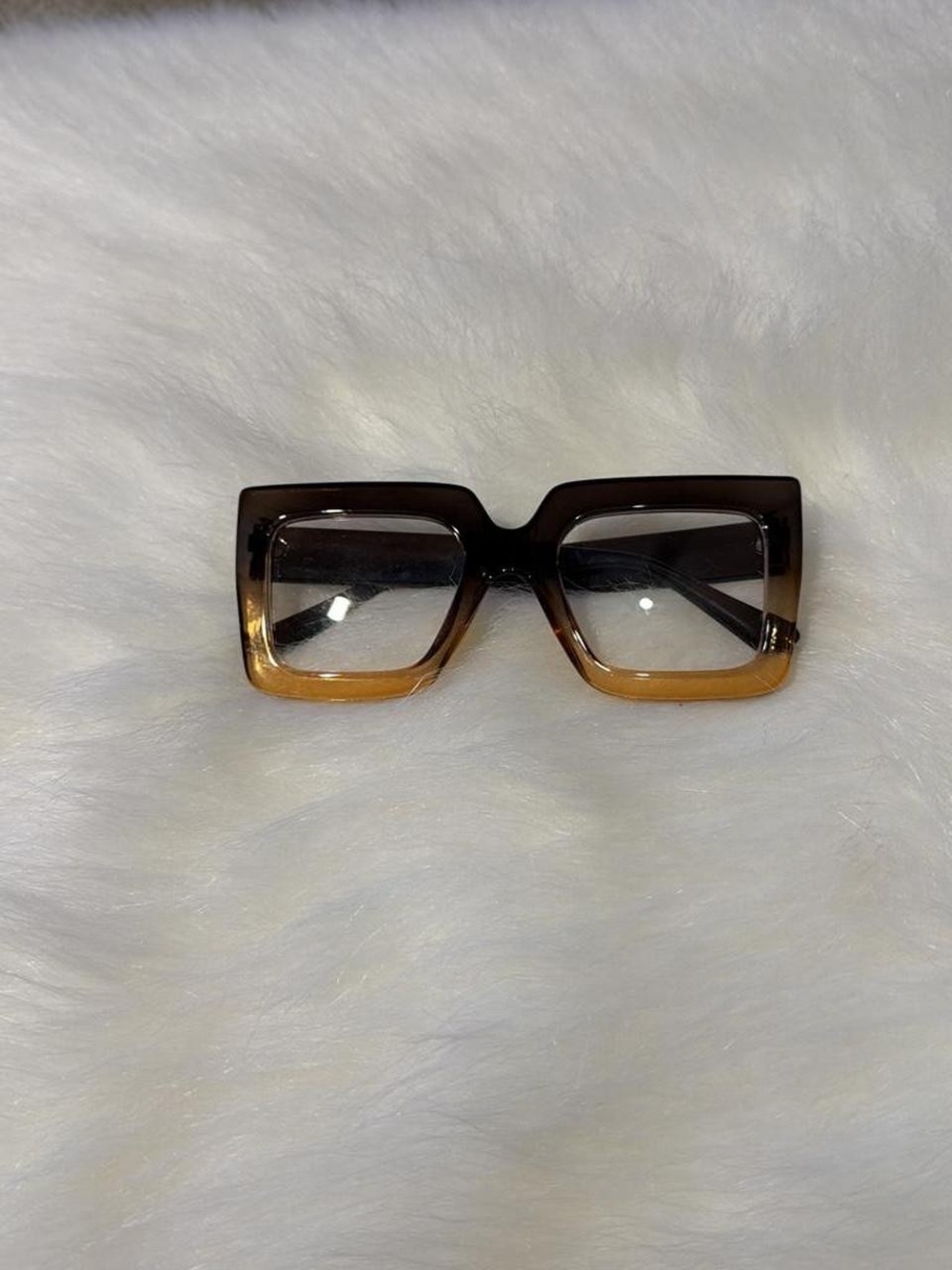 Oversized Square Gradient Brown to Amber Sunglasses - Women Accessories